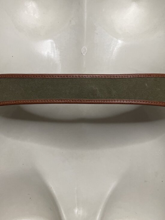 Banana Republic Vintage 30 Full Grain Leather & Canvas Italy Wide Belt Safari